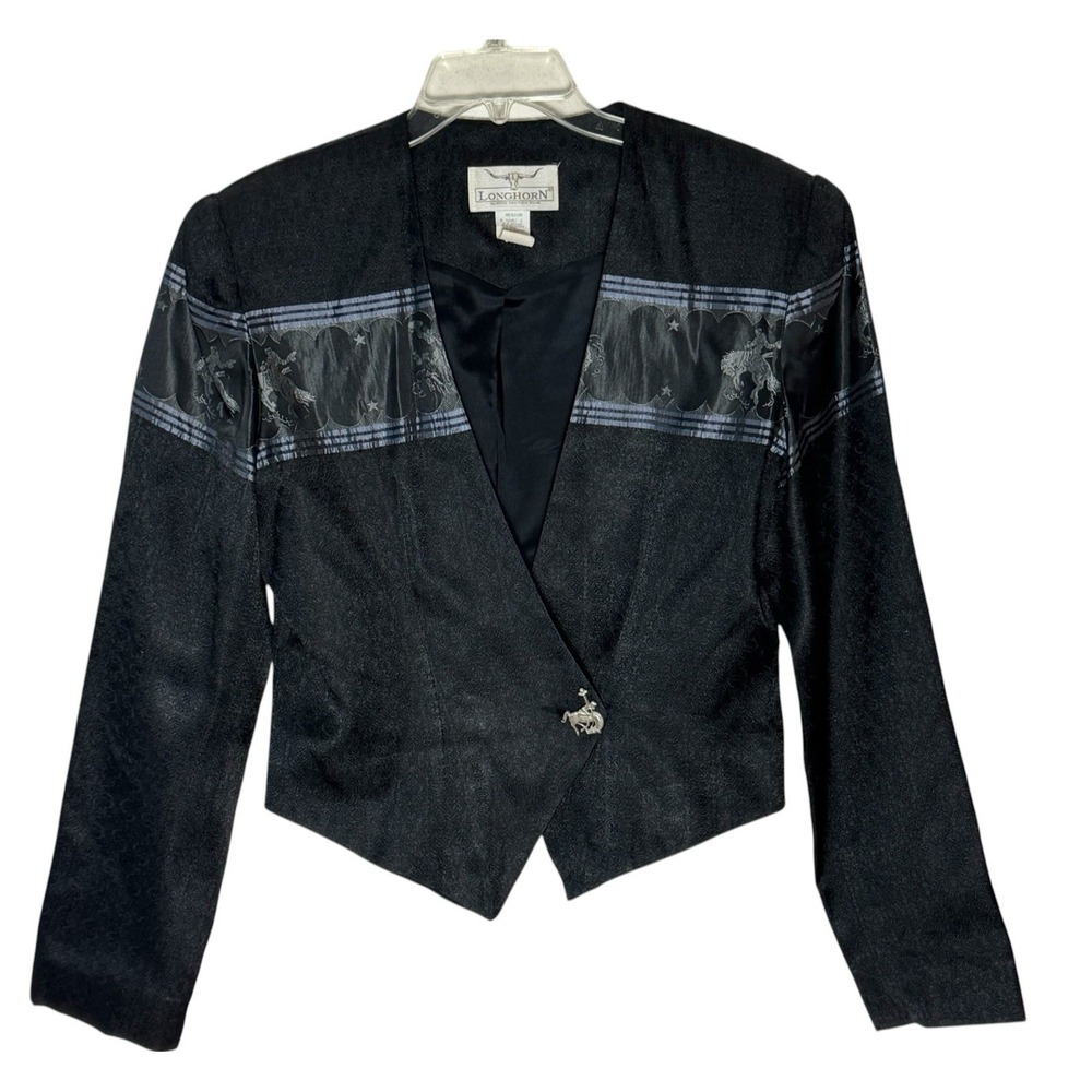 Vintage Longhorn Niver Western Wear Blazer Jacket Women Medium Rodeo Bronco USA